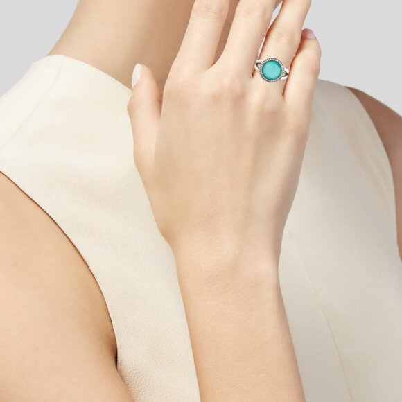 IPPOLITA TURQUOISE QUARTZ DOUBLET & DIAMOND SILVER LOLLIPOP COCKTAIL RING - Picture 9 of 10